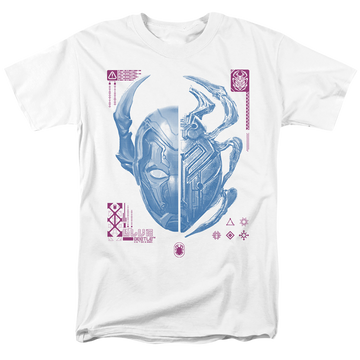 White men's regular fit t-shirt with BLUE BEETLE (2023) Split Beetle graphic