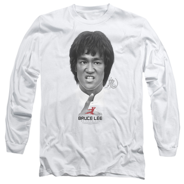 White men's long sleeve t-shirt with Bruce Lee Self Help graphic