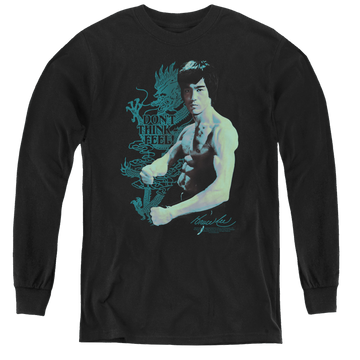 Black youth long sleeve t-shirt with Bruce Lee Feel graphic