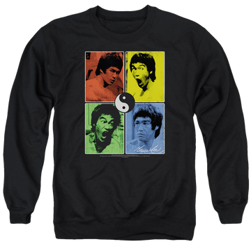 Black men's crewneck sweatshirt with Bruce Lee Enter Color Block graphic