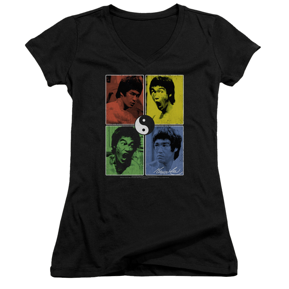 Bruce Lee Enter Color Block - Juniors V-Neck T-Shirt Juniors V-Neck T-Shirt Bruce Lee
