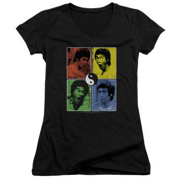 Bruce Lee Enter Color Block - Juniors V-Neck T-Shirt Juniors V-Neck T-Shirt Bruce Lee