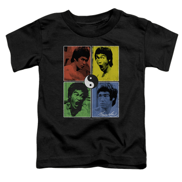 Black toddler t-shirt with Bruce Lee Enter Color Block graphic