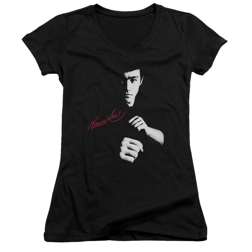 Bruce Lee The Dragon Awaits - Juniors V-Neck T-Shirt Juniors V-Neck T-Shirt Bruce Lee
