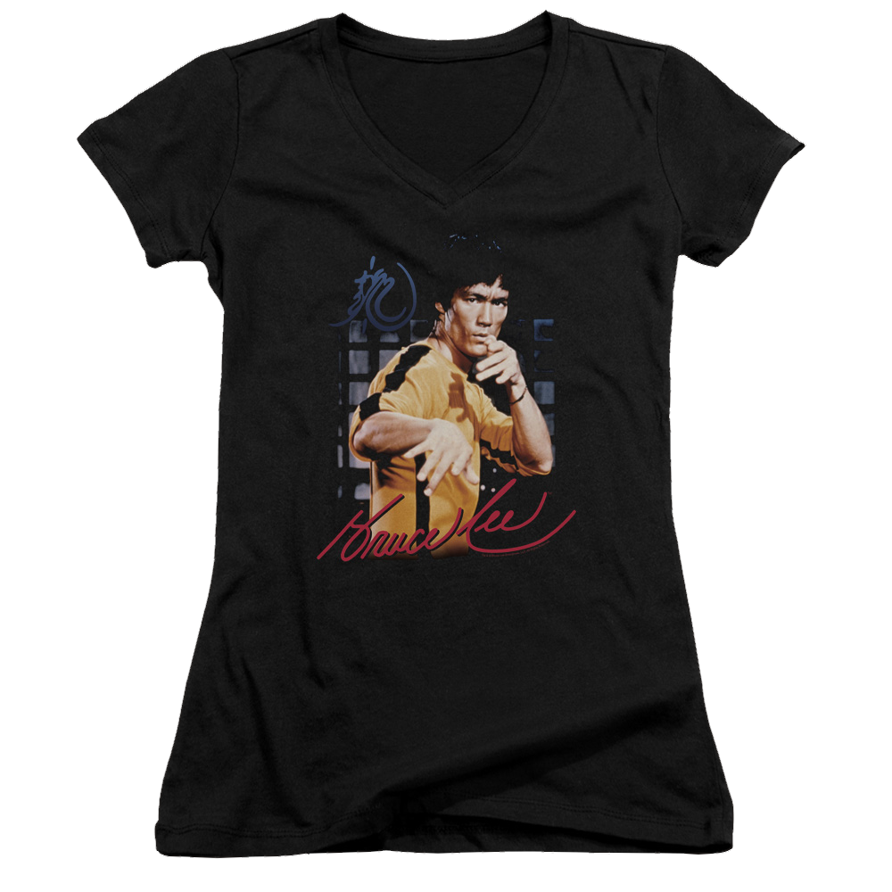 Bruce Lee Yellow Jumpsuit - Juniors V-Neck T-Shirt Juniors V-Neck T-Shirt Bruce Lee