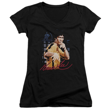 Bruce Lee Yellow Jumpsuit - Juniors V-Neck T-Shirt Juniors V-Neck T-Shirt Bruce Lee
