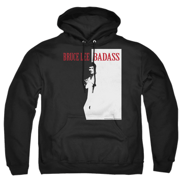 Black pullover hoodie with Bruce Lee Badass graphic