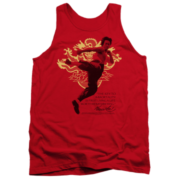 Red men's tank with Bruce Lee Immortal Dragon graphic