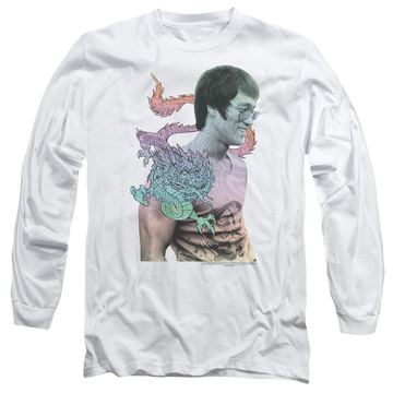 White men's long sleeve t-shirt with Bruce Lee A Little Bruce graphic