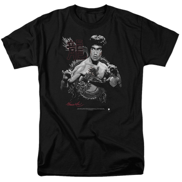 Black men's regular fit t-shirt with Bruce Lee The Dragon graphic