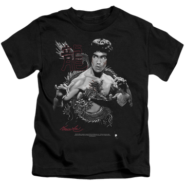 Black kid's t-shirt for ages 4 to 7 with Bruce Lee The Dragon graphic
