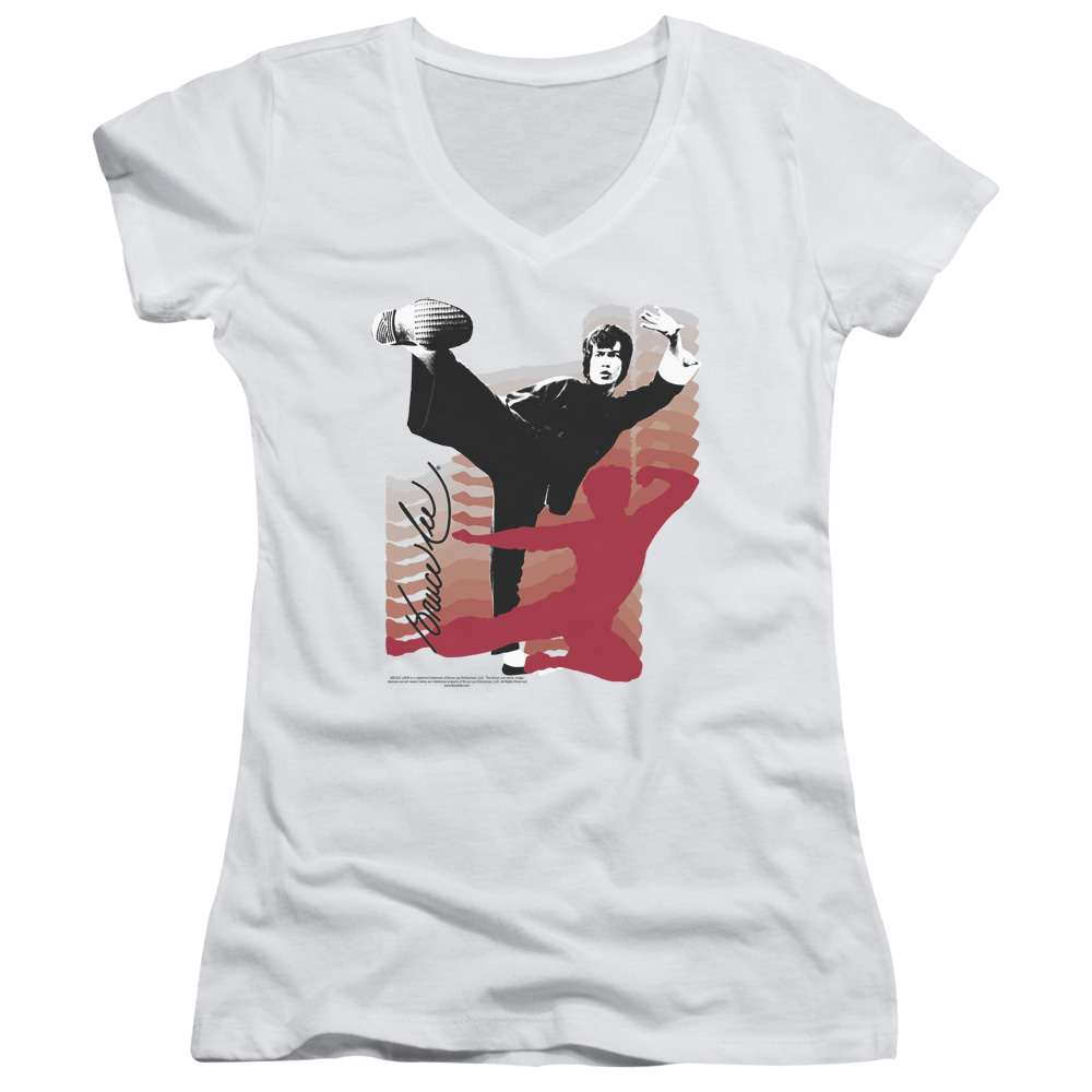 Bruce Lee Kick It - Juniors V-Neck T-Shirt Juniors V-Neck T-Shirt Bruce Lee
