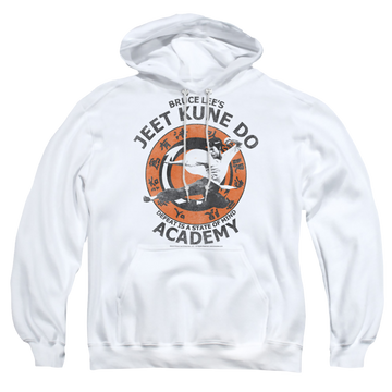 White pullover hoodie with Bruce Lee Jeet Kune graphic