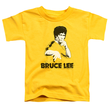 Yellow toddler t-shirt with Bruce Lee Suit Splatter graphic