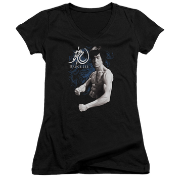 Bruce Lee Dragon Stance - Juniors V-Neck T-Shirt Juniors V-Neck T-Shirt Bruce Lee