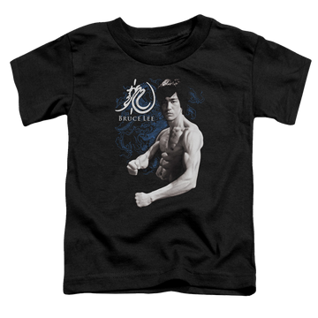 Black toddler t-shirt with Bruce Lee Dragon Stance graphic