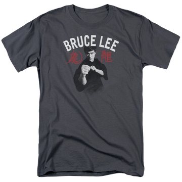 Charcoal men's regular fit t-shirt with Bruce Lee Ready graphic