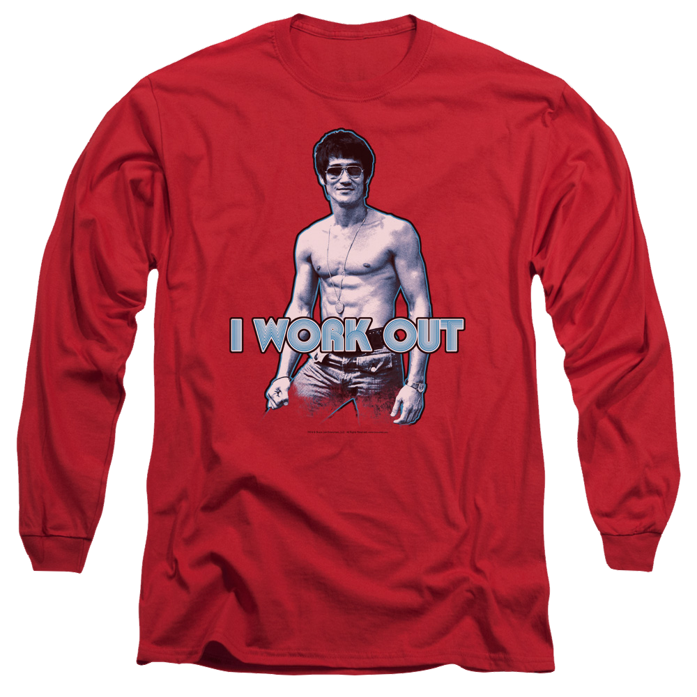 Bruce Lee Lee Works Out - Men's Long Sleeve T-Shirt Men's Long Sleeve T-Shirt Bruce Lee