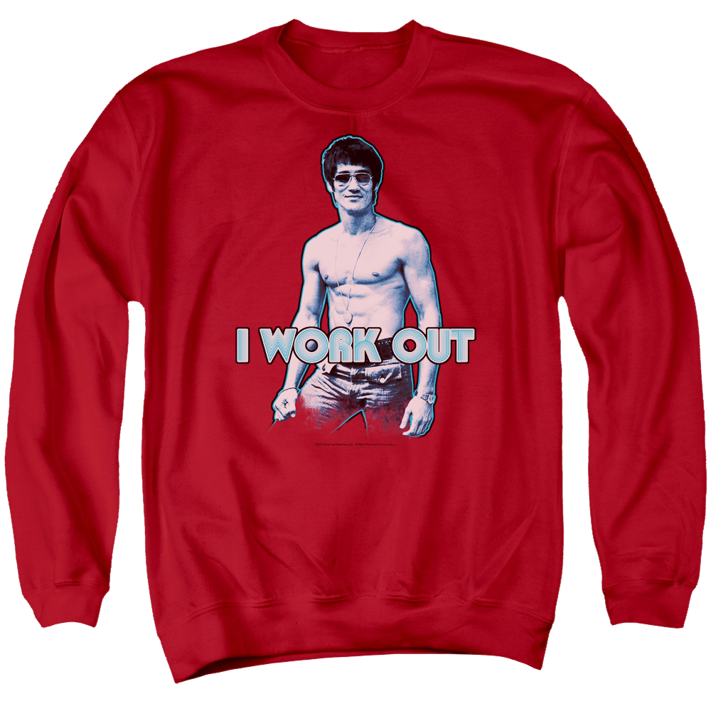 Bruce Lee Lee Works Out - Men's Crewneck Sweatshirt Men's Crewneck Sweatshirt Bruce Lee