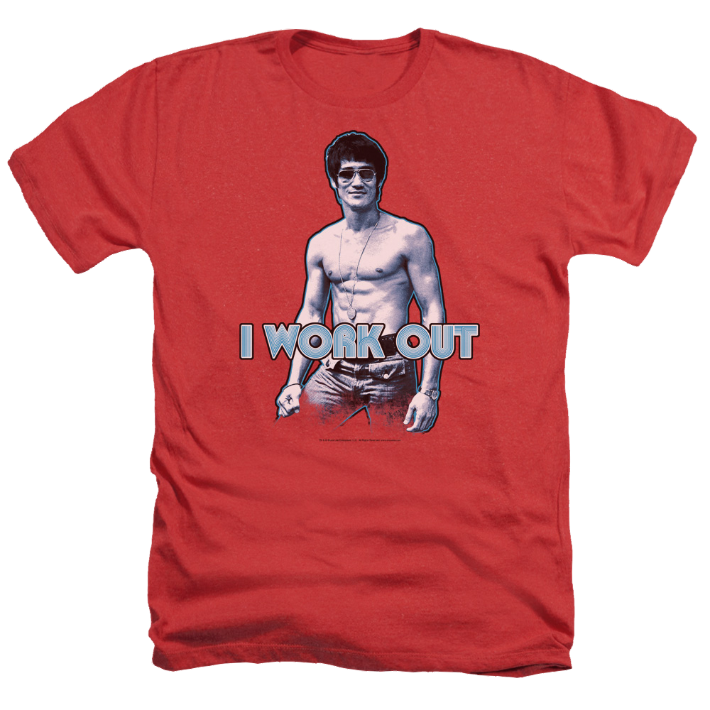 Bruce Lee Lee Works Out - Men's Heather T-Shirt Men's Heather T-Shirt Bruce Lee