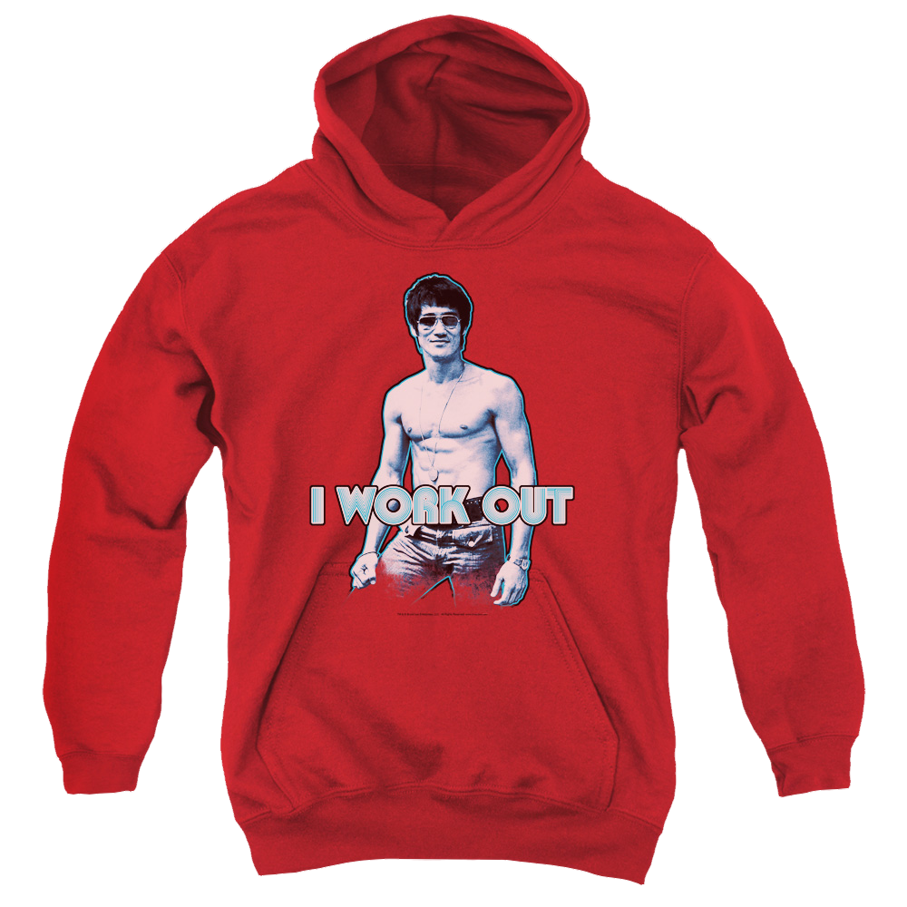 Bruce Lee Lee Works Out - Youth Hoodie (Ages 8-12) Youth Hoodie (Ages 8-12) Bruce Lee