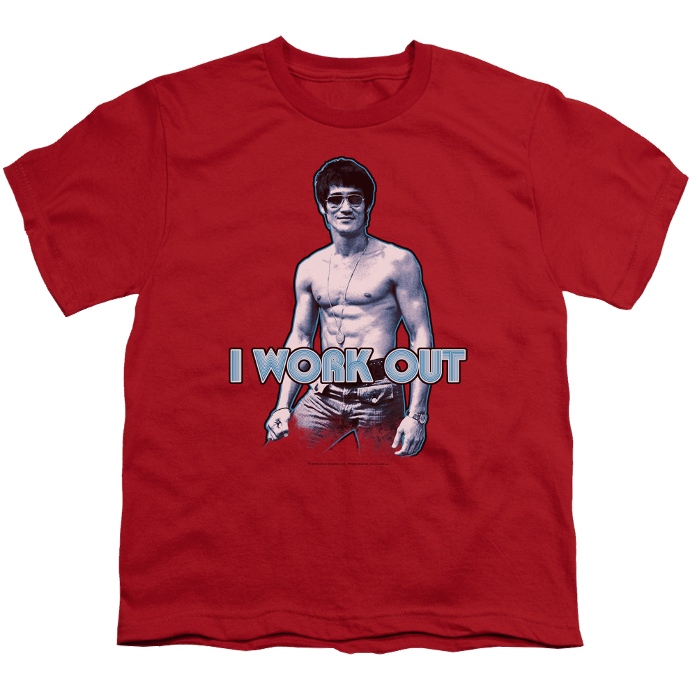 Bruce Lee Lee Works Out - Youth T-Shirt (Ages 8-12) Youth T-Shirt (Ages 8-12) Bruce Lee