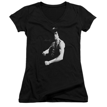 Bruce Lee Stance - Juniors V-Neck T-Shirt Juniors V-Neck T-Shirt Bruce Lee