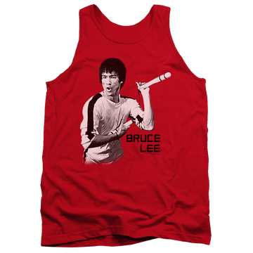 Red men's tank with Bruce Lee Nunchucks graphic