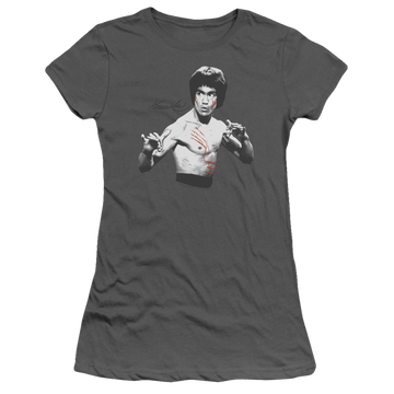 Charcoal juniors t-shirt with Bruce Lee Final Confrontation graphic