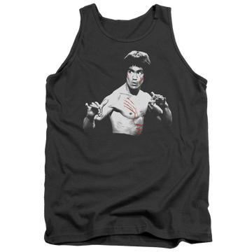 Charcoal men's tank with Bruce Lee Final Confrontation graphic