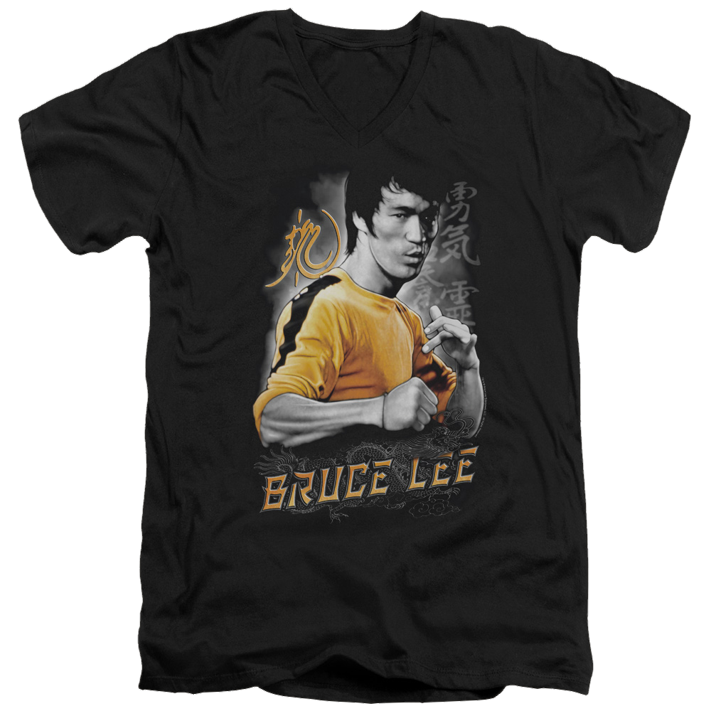 Bruce Lee Yellow Dragon - Men's V-Neck T-Shirt Men's V-Neck T-Shirt Bruce Lee