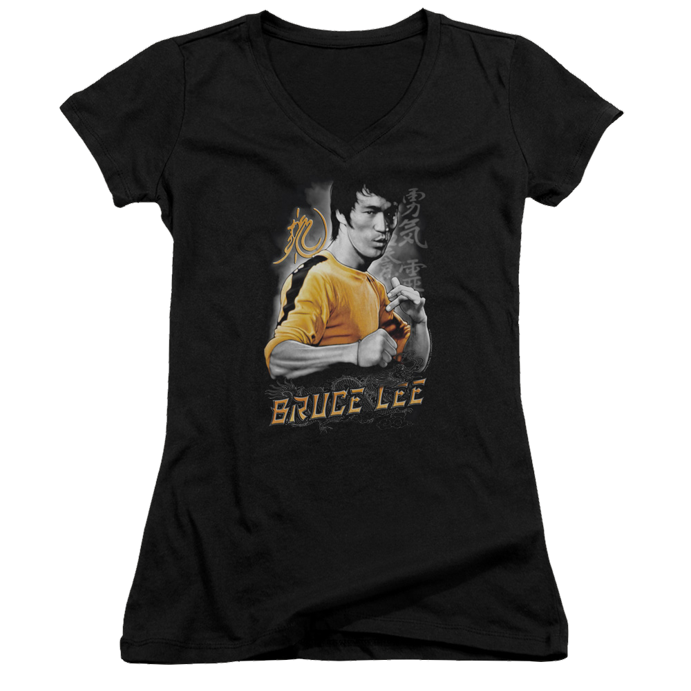 Bruce Lee Yellow Dragon - Juniors V-Neck T-Shirt Juniors V-Neck T-Shirt Bruce Lee