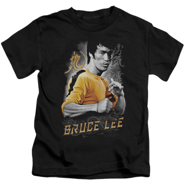 Black kid's t-shirt for ages 4 to 7 with Bruce Lee Yellow Dragon graphic