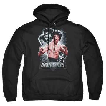 Black pullover hoodie with Bruce Lee Inner Fury graphic