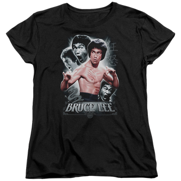 Black women's t-shirt with Bruce Lee Inner Fury graphic