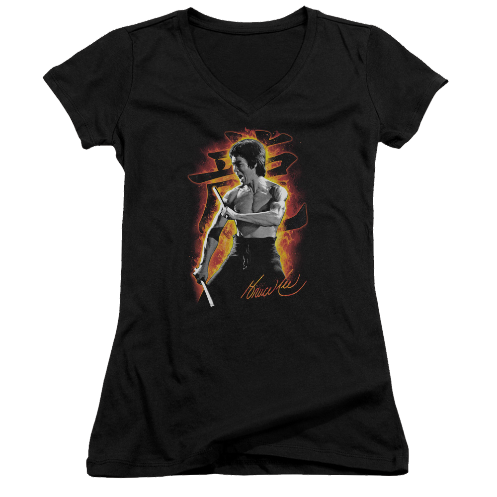Bruce Lee Dragon Fire - Juniors V-Neck T-Shirt Juniors V-Neck T-Shirt Bruce Lee