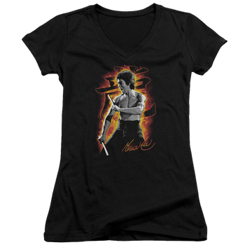 Bruce Lee Dragon Fire - Juniors V-Neck T-Shirt Juniors V-Neck T-Shirt Bruce Lee