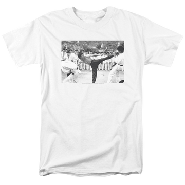 White men's regular fit t-shirt with Bruce Lee Kick To The Head graphic