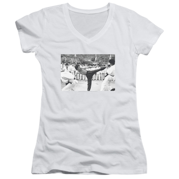 Bruce Lee Kick To The Head - Juniors V-Neck T-Shirt Juniors V-Neck T-Shirt Bruce Lee