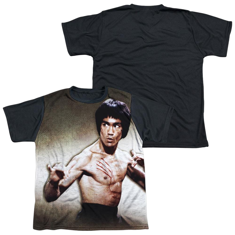 Bruce Lee Scratched - Youth Black Back T-Shirt (Ages 8-12) Youth Black Back T-Shirt (Ages 8-12) Bruce Lee