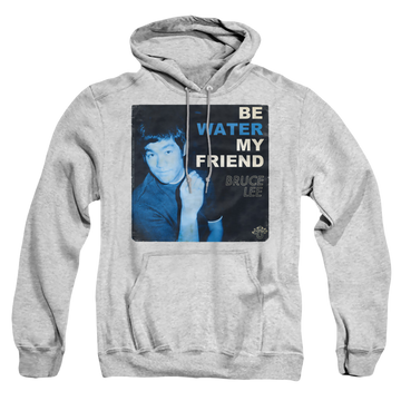 Athletic heather pullover hoodie with Bruce Lee Water graphic