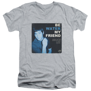 Athletic heather men's v-neck t-shirt with Bruce Lee Water graphic