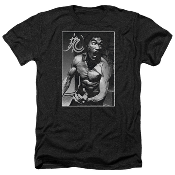 Charcoal men's heather t-shirt with Bruce Lee Focused Rage graphic