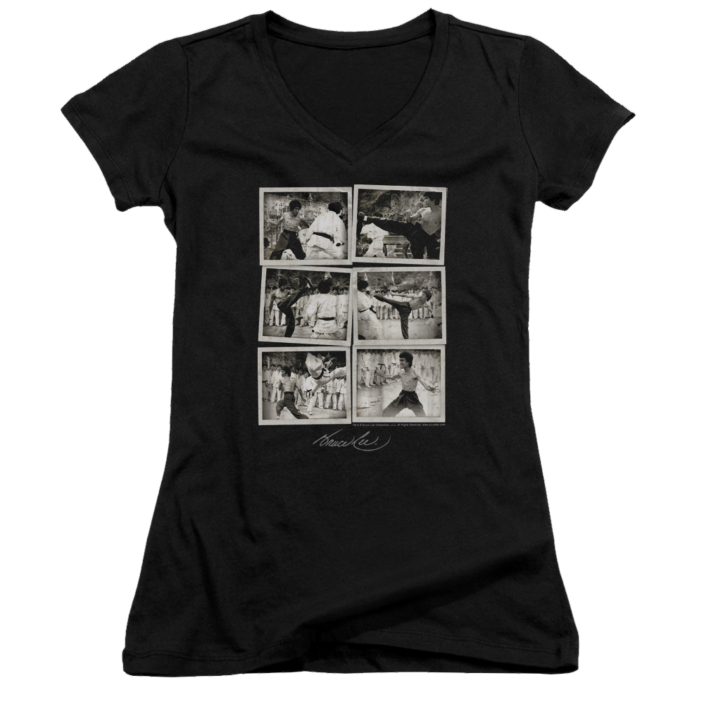 Bruce Lee Snap Shots - Juniors V-Neck T-Shirt Juniors V-Neck T-Shirt Bruce Lee