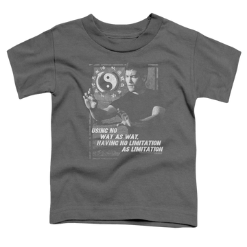 Charcoal kid's t-shirt for ages 4 to 7 with Bruce Lee No Way As A Way graphic