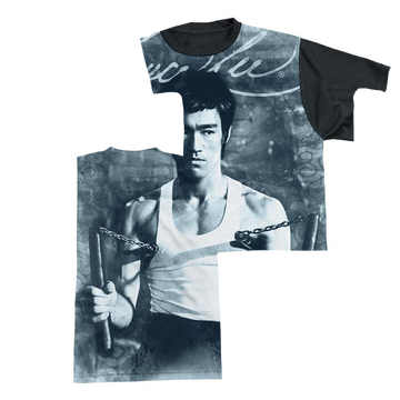 Bruce Lee Nunchucks men's black back t-shirt