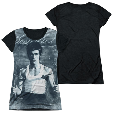 Bruce Lee Nunchucks - Juniors Black Back T-Shirt Juniors Black Back T-Shirt Bruce Lee
