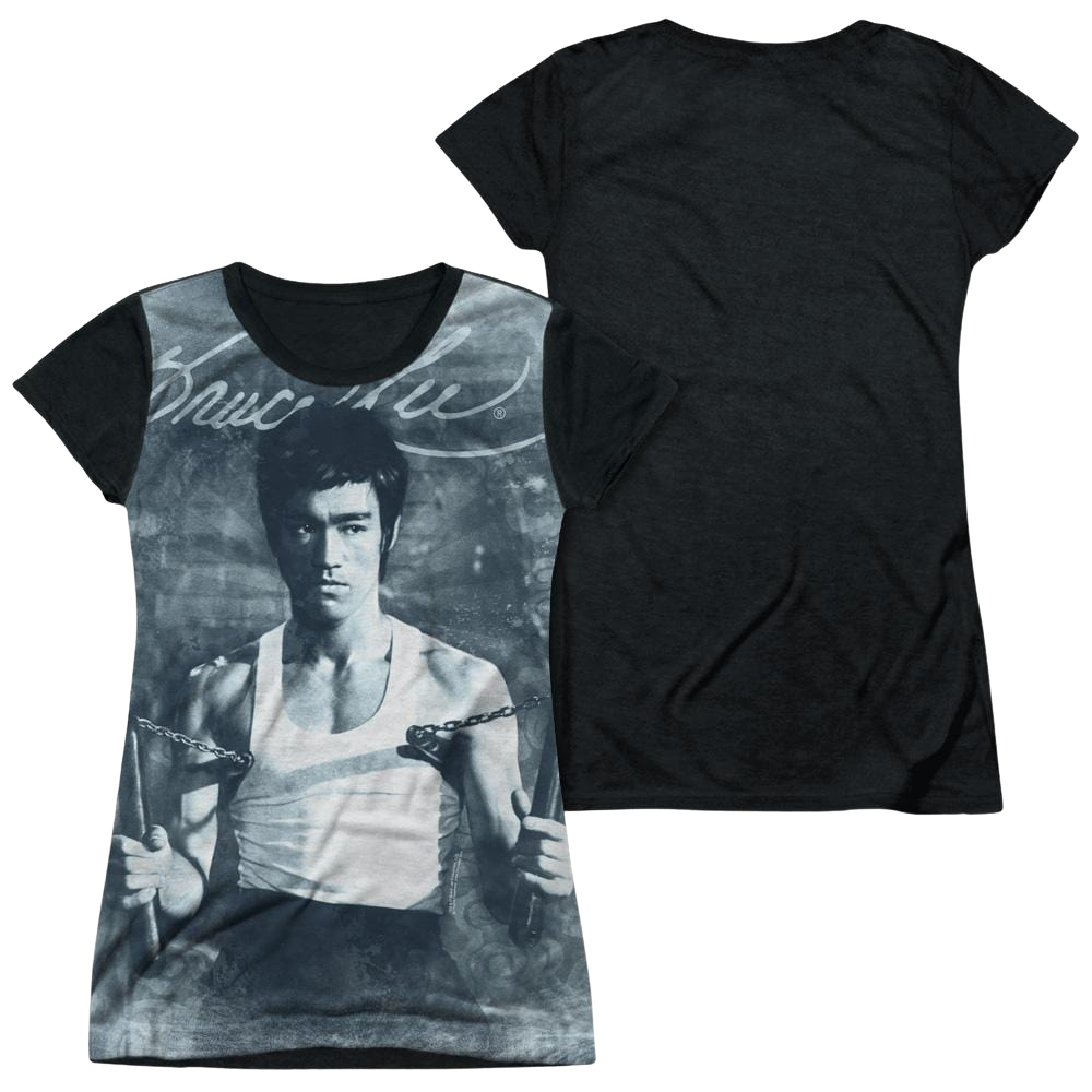 Bruce Lee Nunchucks - Juniors Black Back T-Shirt Juniors Black Back T-Shirt Bruce Lee