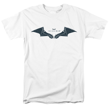 White men's regular fit t-shirt with The Batman (2022) Mechanical Bat Logo graphic
