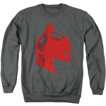 Charcoal men's crewneck sweatshirt with The Batman (2022) Face Mask graphic